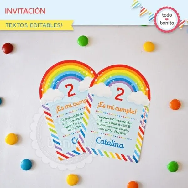 Arcoiris: invitación para imprimir - Todo Bonito