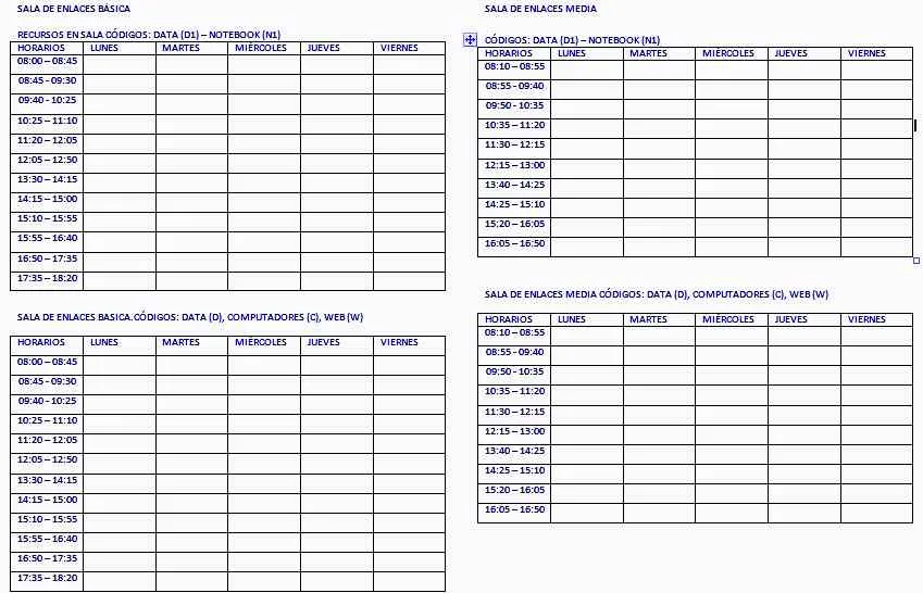 Area Informática Colegio Ingles de Quillota: Formato Horarios ...