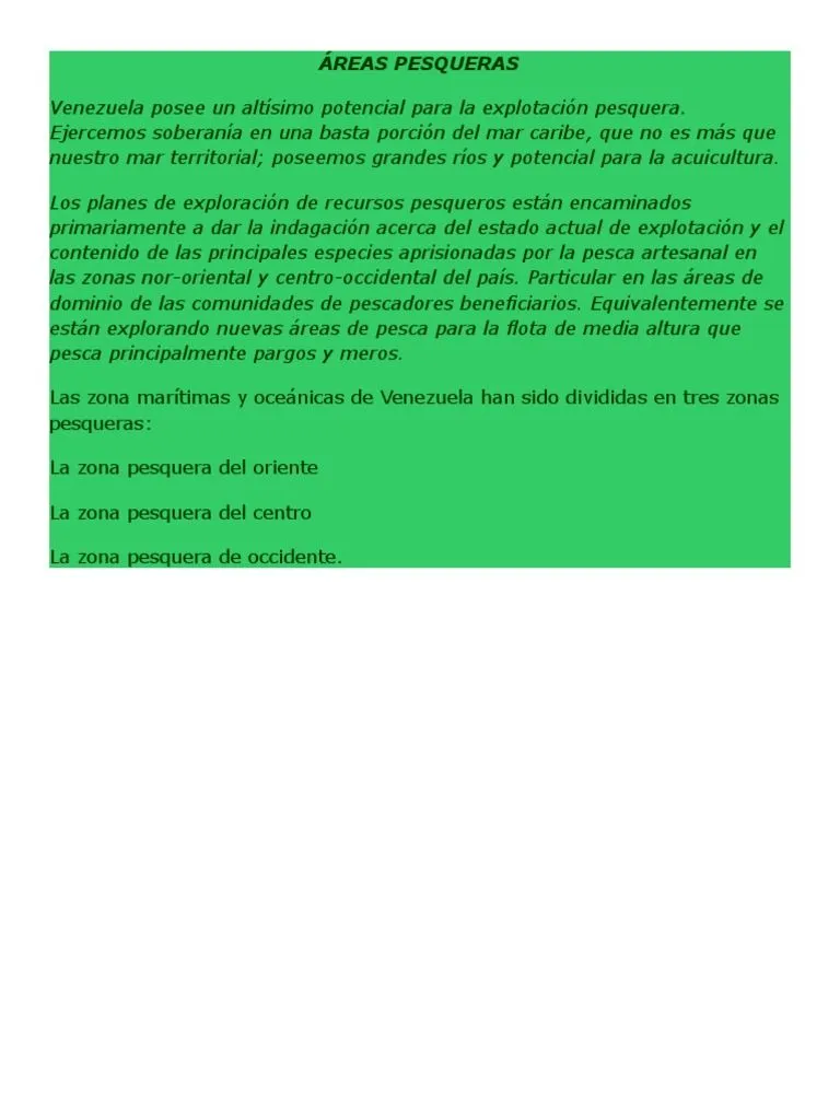 Áreas Pesqueras | PDF | Venezuela | Organización de Comida y Agricultura Áreas Pesqueras | PDF | Venezuela | Organización de Comida y Agricultura
