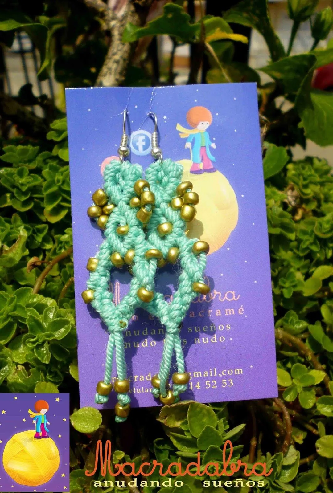 Aretes Aqua en Macrame