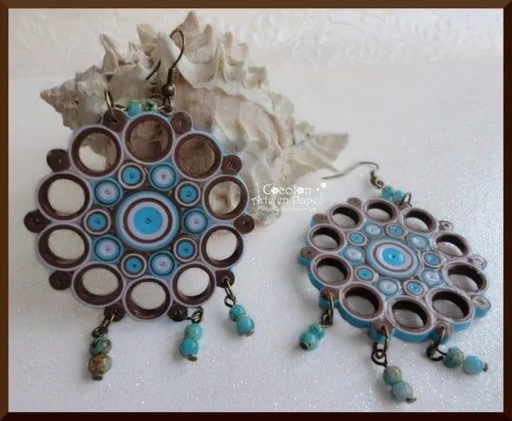 Items similar to Aretes de filigrana de papel hechos a mano ... Items similar to Aretes de filigrana de papel hechos a mano ...