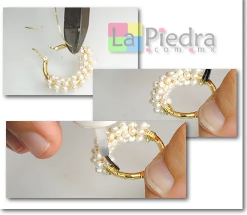 aretes de perlas en espiral