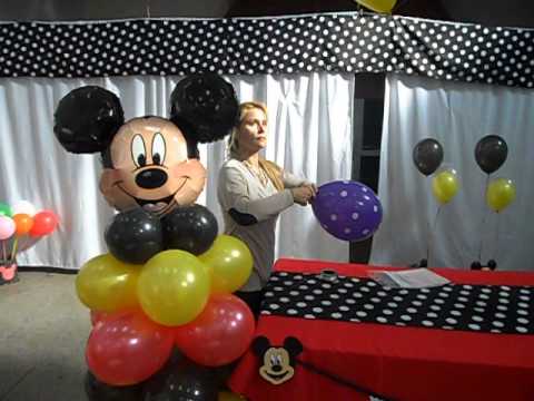 ARMADO DE ARCADA MICKEY MOUSE CON PILARES Y GLOBOS CON GAS HELIO ...