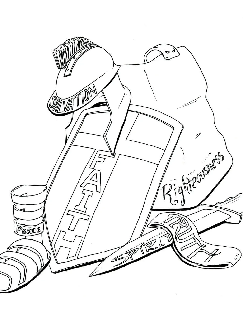 Armadura de Dios para colorear, imprimir e dibujar –ColoringOnly.Com Armadura de Dios para colorear, imprimir e dibujar –ColoringOnly.Com