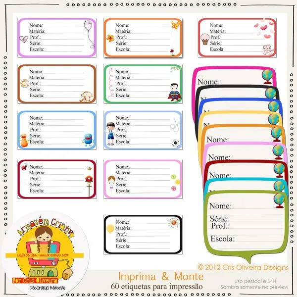 Etiquetas escolares personalizadas para imprimir - 11 fotos e imágenes ...