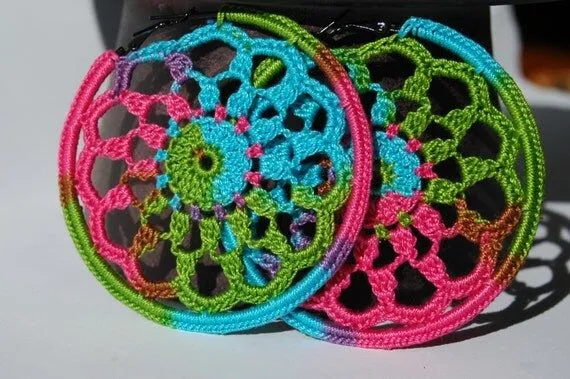 Aros de crochet Aros de ganchillo Pendientes de por lindapaula Aros de crochet Aros de ganchillo Pendientes de por lindapaula