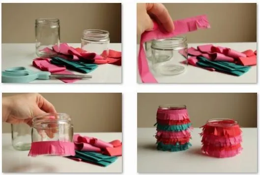 Como hacer un arreglo floral con frascos de vidrio | Manualidades ...