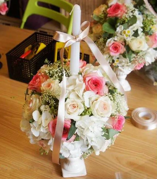 Cómo hacer un arreglo floral con velas para boda ~ Mimundomanual