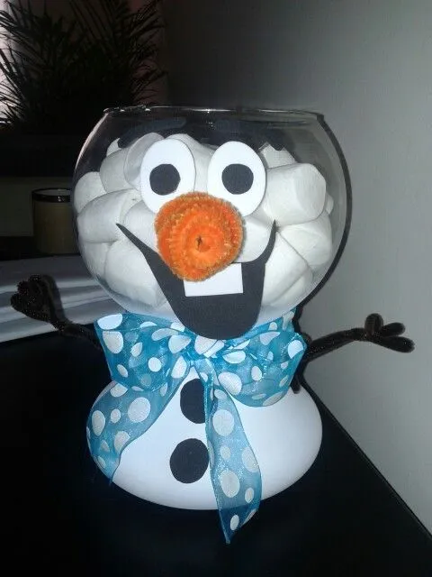 Arreglo de mesa de olaf frozen todo el olaf es de vidrio asi lo ...