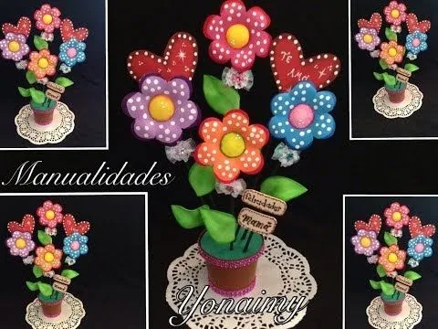 ARREGLO DE FLORES EN MACETA HECHO DE FOAMY IDEAL PARA EL DIA DE ... ARREGLO DE FLORES EN MACETA HECHO DE FOAMY IDEAL PARA EL DIA DE ...