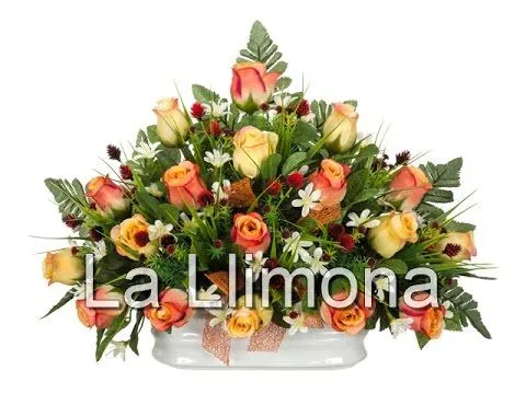 Arreglos florales artificiales. Jardinera cerámica rosas ... Arreglos florales artificiales. Jardinera cerámica rosas ...