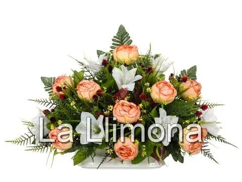 Arreglos florales artificiales. Jardinera cerámica rosas ... Arreglos florales artificiales. Jardinera cerámica rosas ...