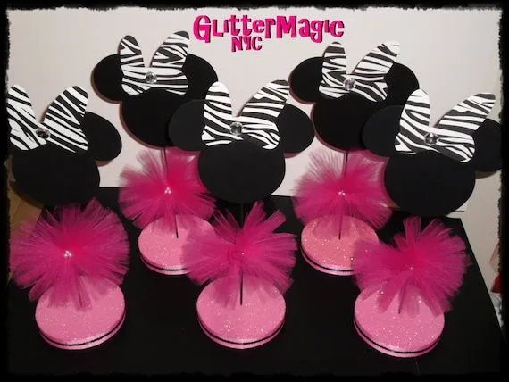 Centros de mesa de Minnie Mouse zebra - Imagui Centros de mesa de Minnie Mouse zebra - Imagui