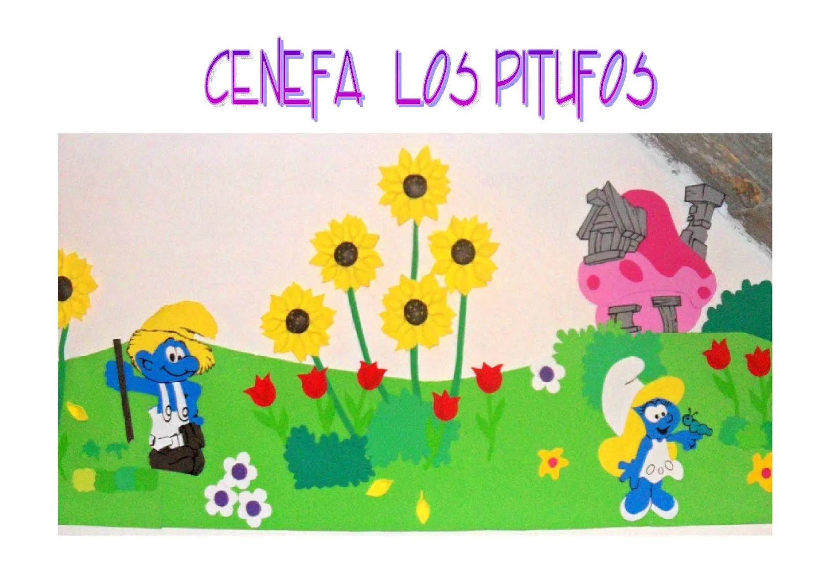 Arte Color: Cenefa en foamy de Los Pitufos