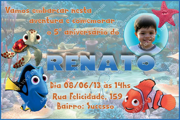 Arte De Convite Nemo | CriarteNinha | Elo7