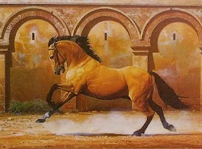 ARTE: CUADROS CABALLOS. Caballos Pintados Óleo Lienzo. 