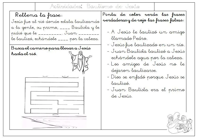 El arte de enseñar: Actividades: Bautismo de Jesús El arte de enseñar: Actividades: Bautismo de Jesús