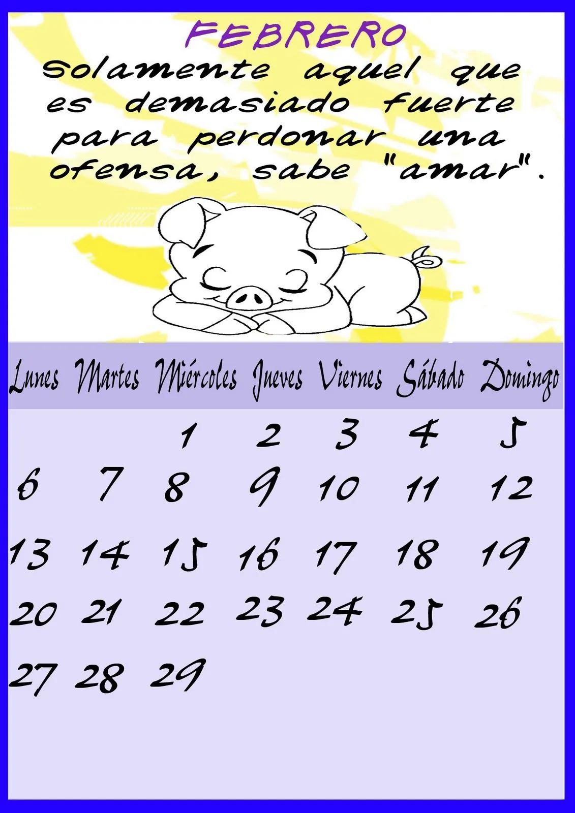 El arte de enseñar: Calendario mes de Febrero El arte de enseñar: Calendario mes de Febrero