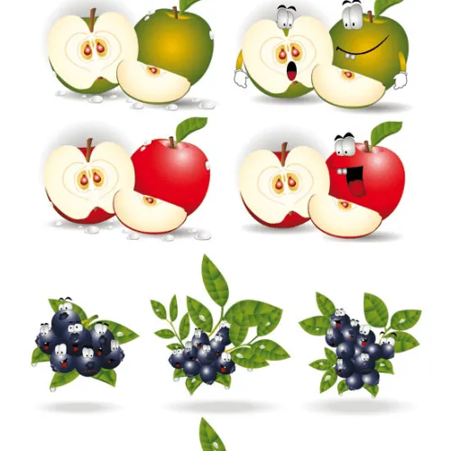 Arte con frutas en ilustraciones de vector: Caricaturas de ...