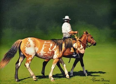 Arte Realista en Pinturas de Caballos. Cuadros de Caballos Pintados en Óleo Sobre Lienzo. Pintor Ricardo Raúl Bossie.