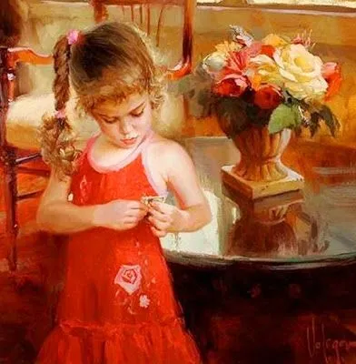 Arte en Retratos de Niñas Pintados en Óleo. Pintor Vladimir Volegov.