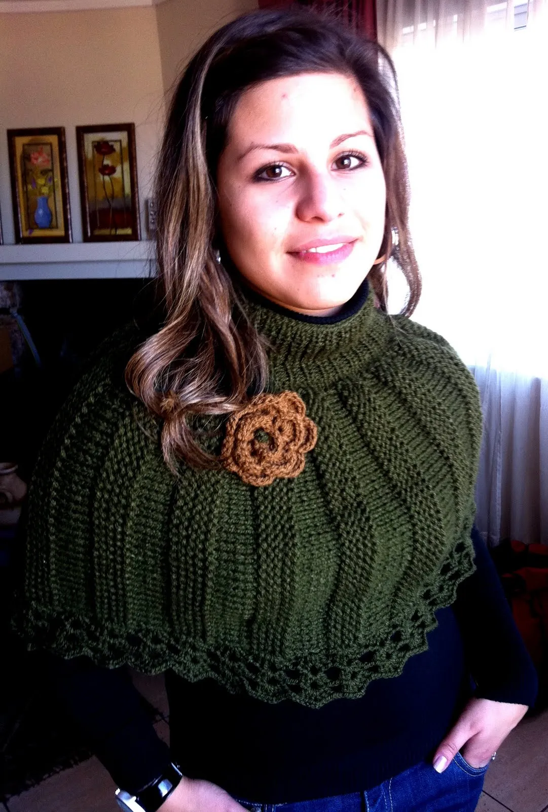 EL ARTE DE TEJER: Mini Poncho Tejido Dos Agujas - Bufanda Zig Zag ...