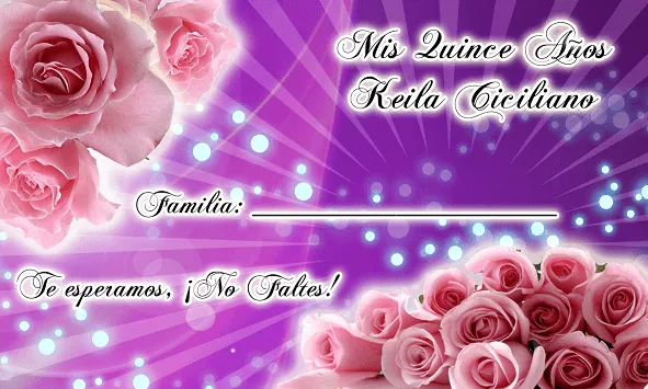 Tarjeta de Invitados para 15 y 16 Años en Color Morado Lila con ...