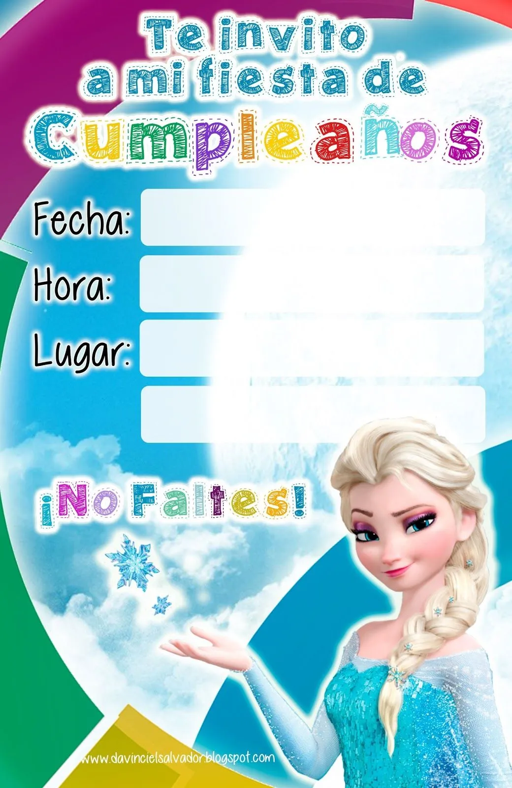 Artes DaVinci - Ideas con Estilo: ¡Descarga Gratis! Invitación de Cumpleaños Reina Elsa Frozen