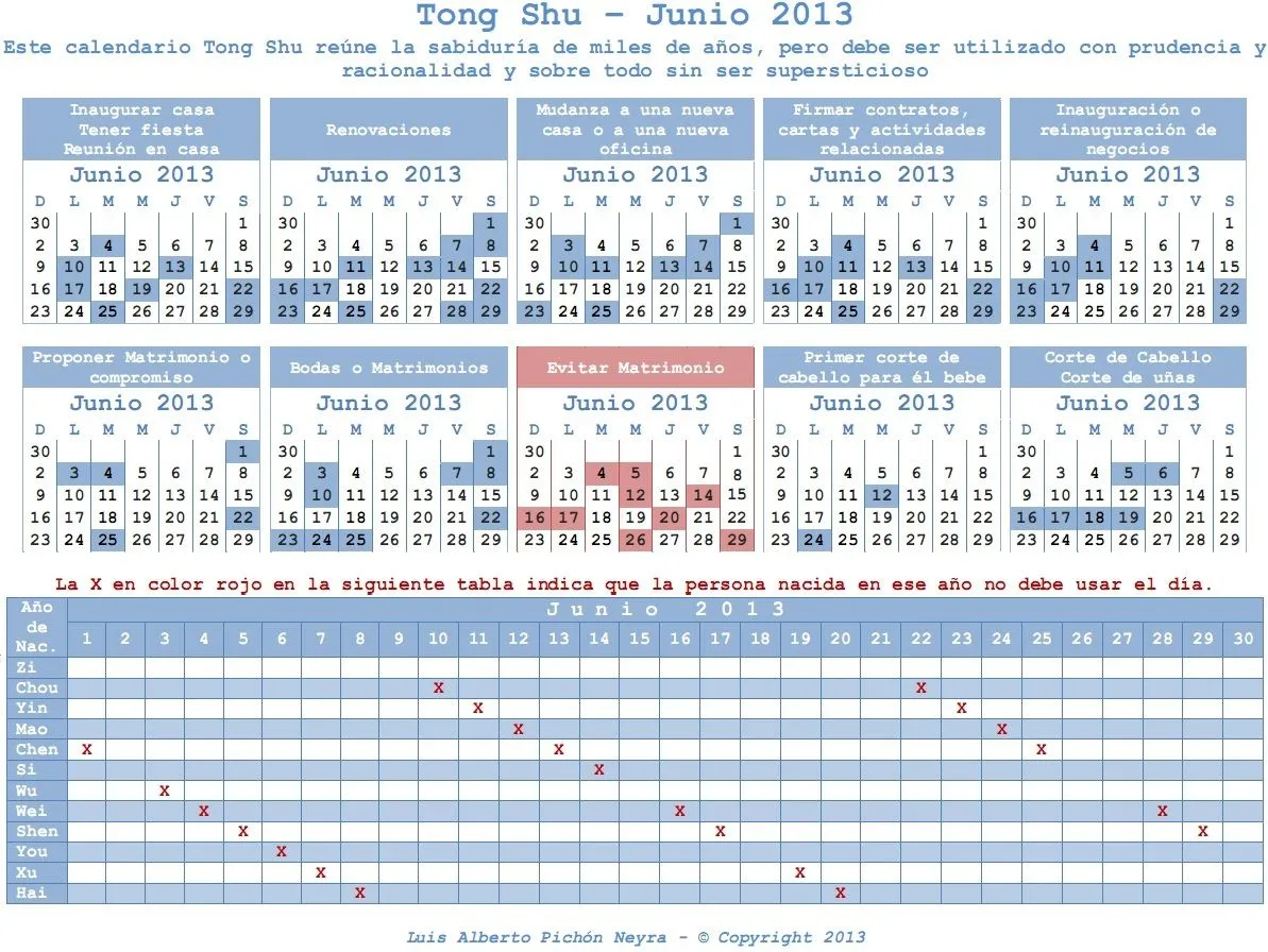 Artes Orientales: Calendario Chino Tong Shu - Junio 2013
