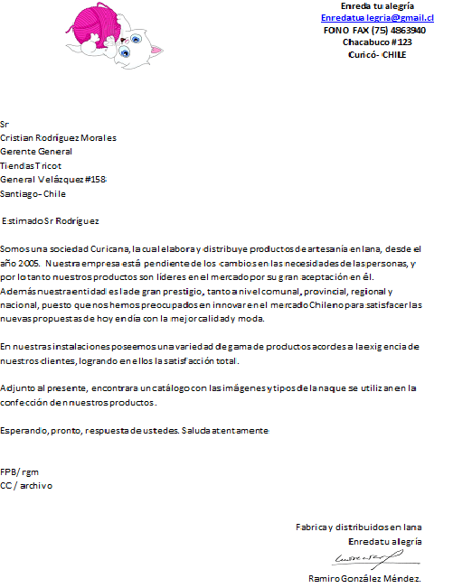 Artesania en Lanas Enreda tu Alegría: Correspondencia Publicitaria Artesania en Lanas Enreda tu Alegría: Correspondencia Publicitaria
