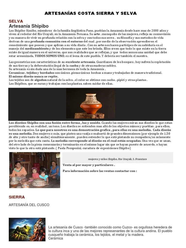 Artesanías Costa Sierra y Selva | PDF | Selva amazónica | Artes (general) Artesanías Costa Sierra y Selva | PDF | Selva amazónica | Artes (general)