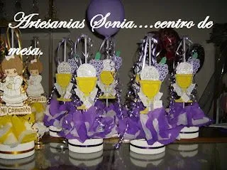Artesanias Sonia: Centro de mesa para primera Comunión