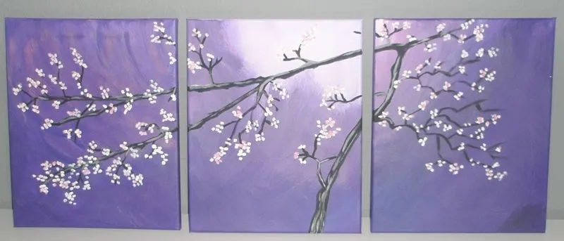 ARTESANIASGLORIA, Cuadros triptico arbol violeta - Artesanias en ... ARTESANIASGLORIA, Cuadros triptico arbol violeta - Artesanias en ...