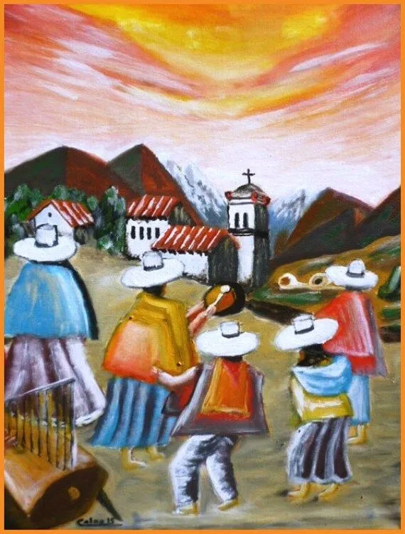 ArteSerranos Peruanos Bailandolienzo Original por elinca24Studio ArteSerranos Peruanos Bailandolienzo Original por elinca24Studio