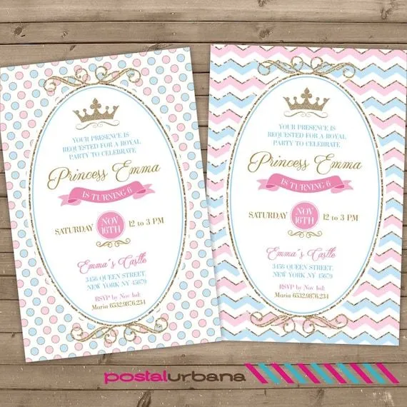 Princesas invitacion Corona invitacion Baby Shower por PostalUrbana Princesas invitacion Corona invitacion Baby Shower por PostalUrbana