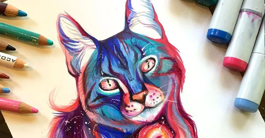 Las artísticas ilustraciones de animales hechas con plumones y ... Las artísticas ilustraciones de animales hechas con plumones y ...