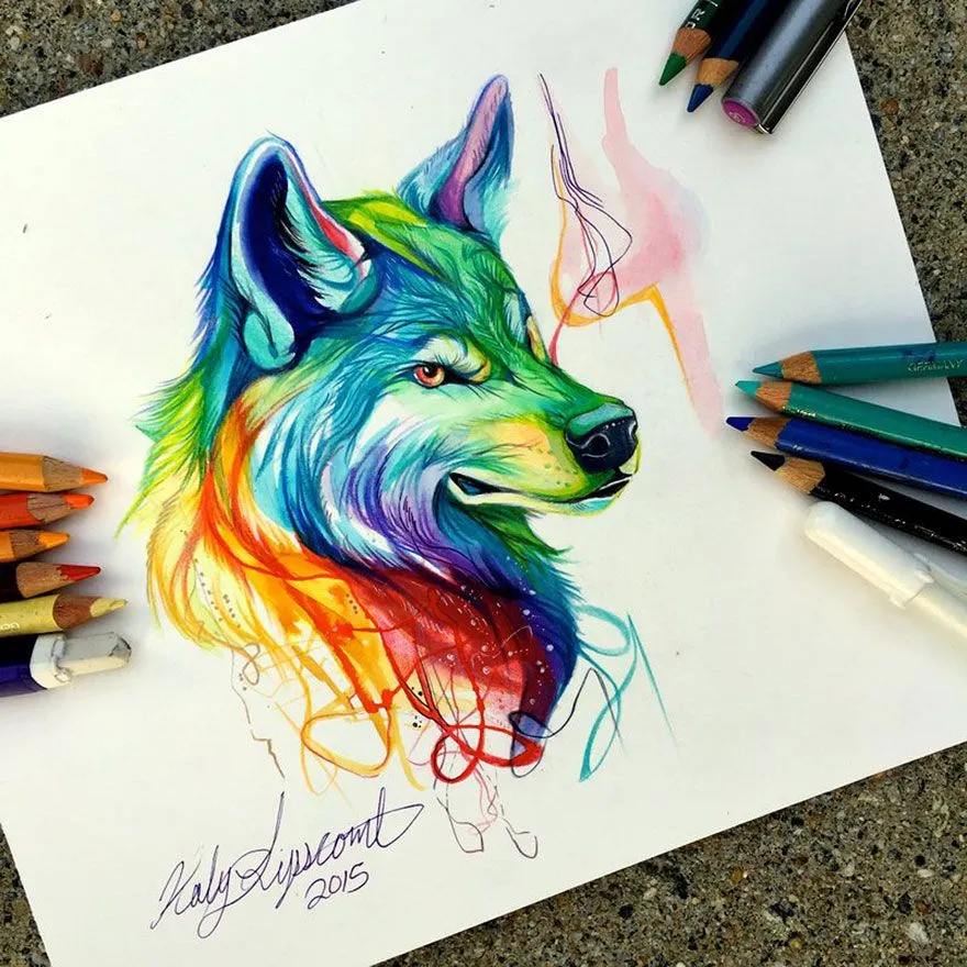 Las artísticas ilustraciones de animales hechas con plumones y ... Las artísticas ilustraciones de animales hechas con plumones y ...