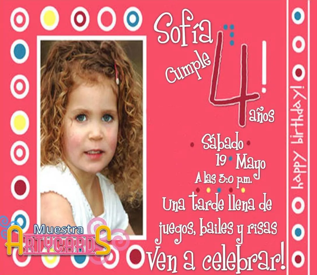 ARTYCARDS: INVITACIONES CUMPLEAÑOS DE NIÑA