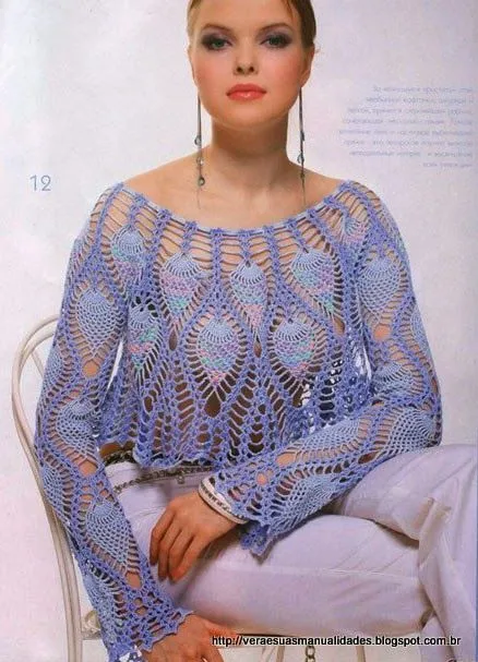 As Receitas de Crochê: Blusa de crochê em ponto abacaxi As Receitas de Crochê: Blusa de crochê em ponto abacaxi