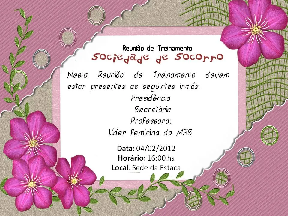 As Tontas Vão Ao Céu: Reunião de Treinamento da Sociedade de ... As Tontas Vão Ao Céu: Reunião de Treinamento da Sociedade de ...