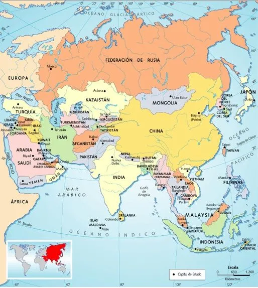 ASIA Localización Geográfica Países - Mundo Geografía