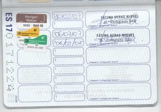 Tarjeta de vacunas para perros - Imagui