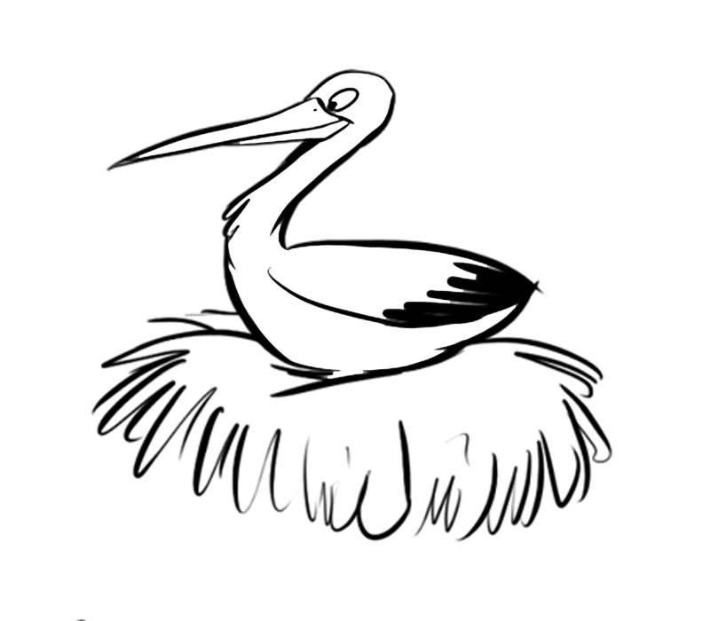 Imprimir dibujos para colorear : Cigüeña en el nido Imprimir dibujos para colorear : Cigüeña en el nido