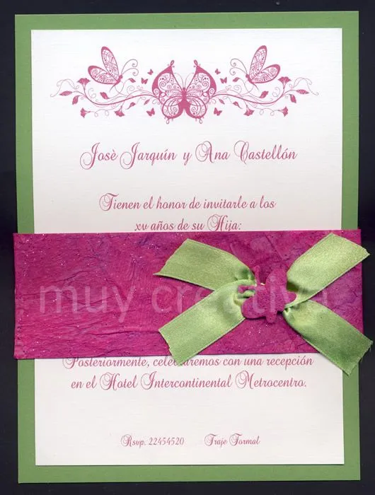 atarjeta-15 años-verde rosa02 | Manualidades y Diseños de Muy Creativa