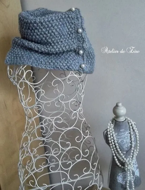 Atelier de Zire: COWL-CUELLO DE LANA A DOS AGUJAS Atelier de Zire: COWL-CUELLO DE LANA A DOS AGUJAS