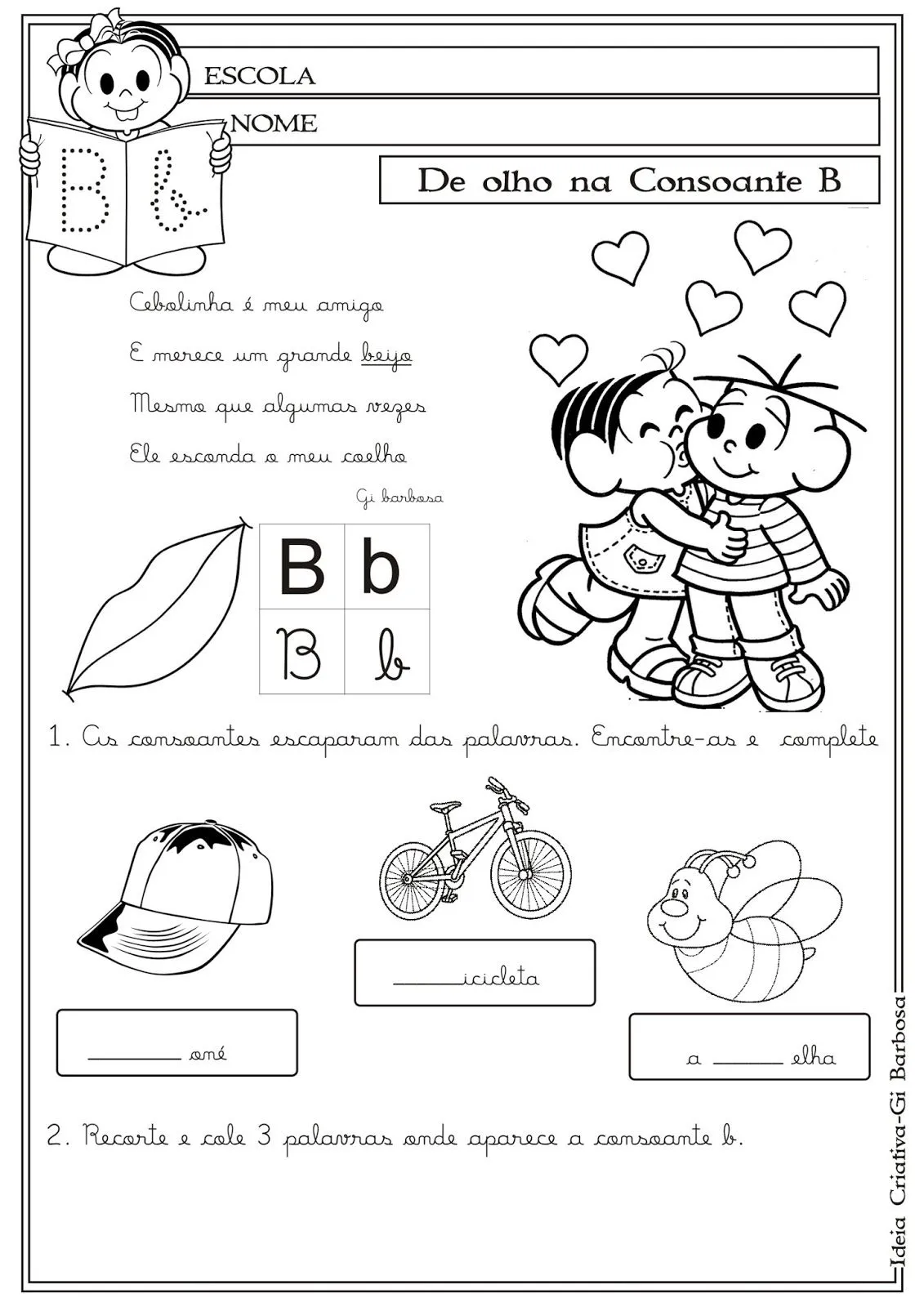 Atividade Letra B Cursiva com Textinho | Ideia Criativa - Gi ... Atividade Letra B Cursiva com Textinho | Ideia Criativa - Gi ...
