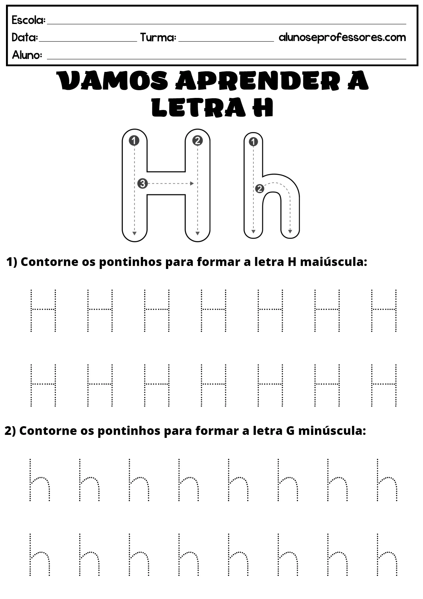 Atividades com a Letra H para imprimir | Alunos e Professores Atividades com a Letra H para imprimir | Alunos e Professores