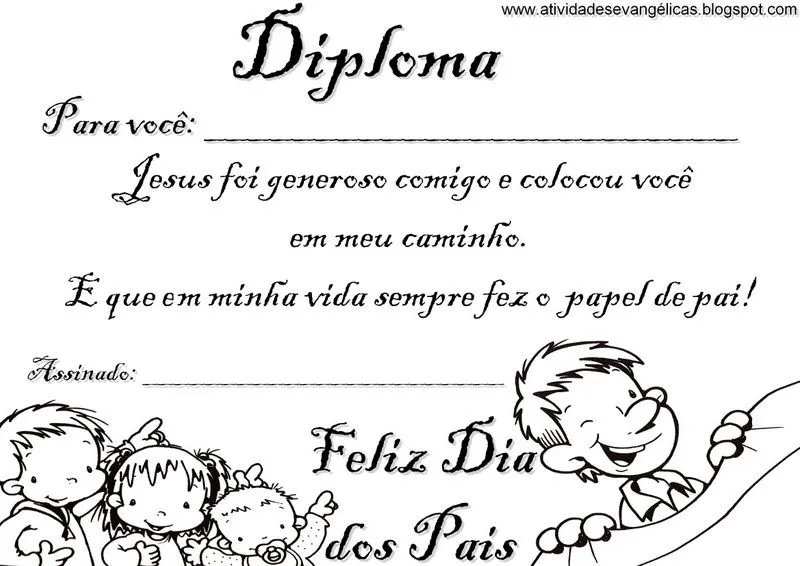 Atividades Evangélicas: Diploma para o dia dos pais