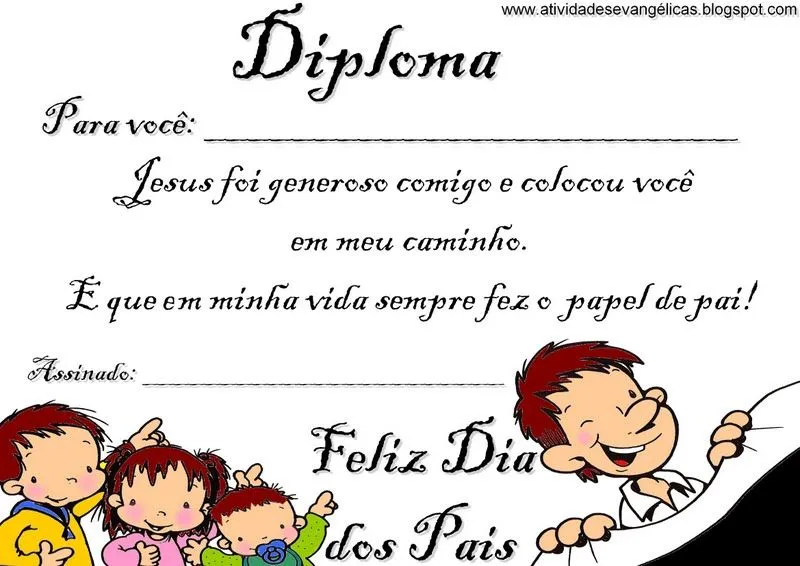 Atividades Evangélicas: Diploma para o dia dos pais