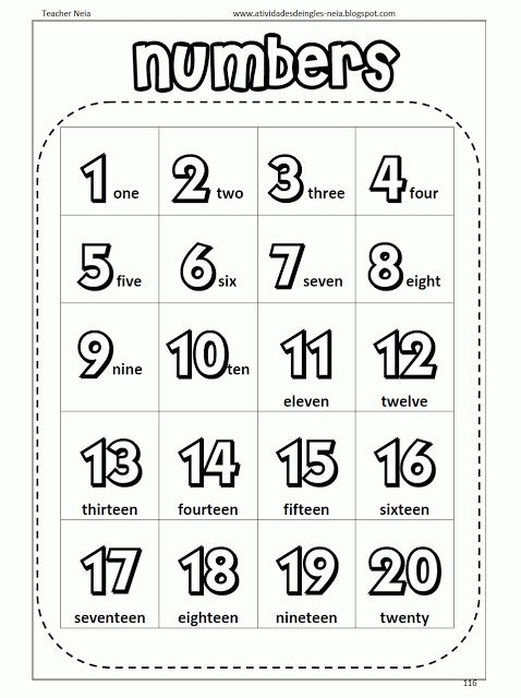 Atividades de Inglês: NUMBERS 1 TO 20. Números del 1 al 20, | El ... Atividades de Inglês: NUMBERS 1 TO 20. Números del 1 al 20, | El ...